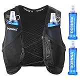 DORNNA Light Edition V1 - Laufweste Damen und Herren mit 2 Trinkflasche 500 ml, Running Vest, Laufrucksack, Trinkrucksack Laufen. (Schwarz, M-L)