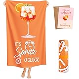 Giftota Aperol Geschenk - 160 x 80 cm Aperol Spritz Mikrofaser Strandtuch & Badetuch mit Grußkarte, Strandhandtuch Schnelltrocknend