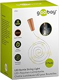 goobay 57866 3 x 10 LED Flaschenlichterkette, Flaschenlicht - Zum Einlegen in Flaschen, Timerfunktion/Zeitschalter, mit Batterien im Korken, 1m, Transparent