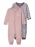 NAME IT Baby Jungen Nbfnightsuit 2p Zip Black Plum Flo. Noos Schlafanzug, Black Plum, 56 EU