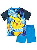 Pokemon Schlafanzug Jungen | Pikachu Pyjama Kurz Blau 116