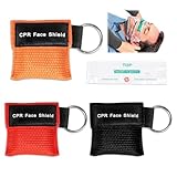 Zssxysm 3 Stück Beatmungsmaske Schlüsselanhänger, CPR Maske Face Shield, Erste Hilfe Beatmungsmasken für Erwachsene & Kinder mit Rückschlagventil, Trainingsmaske, Notfalldose Zubehör