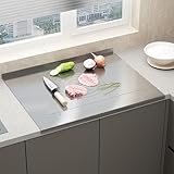 Schneidebrett aus Edelstahl, Schneidebrett für die Küche, großes Schneidebrett, geeignet für Fleisch, Obst, Gemüse, Brot und Backen (40 x 60 cm)