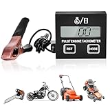 GOEDCH Digitaler Induktiver Drehzahlmesser: Drehzahlmesser Motorsäge Wasserdicht mit Stundenzähler, Kleiner Motortachometer für Kettensägen, Rasenmäher und Motorräder, Batterie Austauschbar