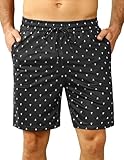 Demegimi Schlafanzughose Herren Schlafhose Kurz Sommer Pyjamahose Baumwolle Schlafshorts Bermuda Shorts mit Segelboot Druck