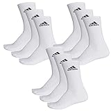 adidas CUSHIONED CREW Tennissocken Sportsocken Damen Herren Unisex 9 Paar, Farbe:White, Socken & Strümpfe:46-48