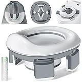 Toilettensitz Kinder,Töpfchen Training Sitze Kinder Toilettensitz Reisetöpfchen 3-IN-1 Potty Training Toilet Seat Baby Campingtoilette Faltbare Tragbar Anti-Rutsch-Design mit Einweg Töpfchen Einlagen