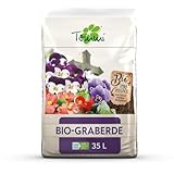 PALIGO Bio Graberde 35l Sack 1 Paket Pflanzerde Blumenerde Erde Kultursubstrat Gärtner Qualität Torfreduziert Mit Kalk & Dünger Für Grabstätten & Friedhof Tommi