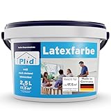 Plid® Latexfarbe Weiß matt - Abwaschbare Farbe Innen für Küche & Badezimmer - Latexfarbe abwaschbar leicht zu reinigen & nicht schlämmend - abwaschbar nicht füllend (2500ml - matt)