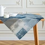 Tischdecke 85x85 cm Marineblau Modern Mittelläufer Kunst Gemälde Tischdecken Kurz Leinen Tisch Deko Abwaschbar Dekoration Aesthetic Tischdecke für Herbst Party Hochzeiten Feiertage Geburtstag