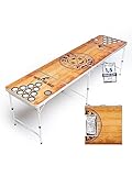 BeerBaller® Wood 'n' Ice Beer Pong Tisch | Integriertes Kühlfach & Becherhalter | Klappbarer Bierpong Tisch mit Bällehalter & 6 Bier Pong Bälle | Trinkspiel | Bierpong Tische