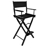 Beautylushh Schminkstuhl Klappbar – Make-Up Stuhl aus Holz – Wasserdichtes 600 Kosmetikstuhl für Visagisten – Schwarz, 140 kg Belastbar