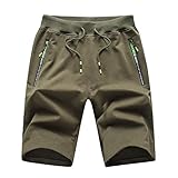 Leinenhosen Herren Jogginghose Summer Home Hosen Kurze Bequeme dünne Herrenhose Shorts Wandern Herren (Army Green, XXXL)