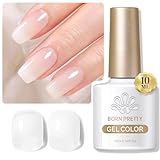 Born Pretty Gellack Milchig Weiss, Gel UV Nagellack Natur Jelly Transparent Weiß Nagellack Nail Art Klassischer und All-MatchStil UV LED Soak Off Manicure Lacquer Varnish