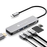 NOVOO USB C Hub 6 Port Aluminium USB C Adapter mit HDMI 4K, 2 USB 3.1, Type C PD 60W (20V,3A), SD/Micro SD Kartenleser Ports für Laptop MacBook Pro 2016/2017 Samsung Galaxy S8 Huawei Type C Geräte