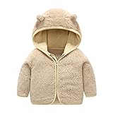 Minying Kapuzenjacke, Fleece, für Babys, Mädchen, Jungen, Herbst, Winter, Bär, Ohren, Hoodie, Mantel, Weste, dick, Plüsch, warm, günstige Kleidung, Weihnachtsgeschenk, 10-khaki, 6-12 Monate