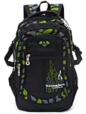 Jungen Schultasche Teenager Schulrucksack Jugendliche Rucksack Schule Daypacks Kinder Groß Schulranzen Wasserdicht (Grün)