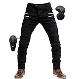 SHUOJIA Herren Motorradhose Jeans mit Schutz Motorrad Biker Pant 4 X Schutzausrüstung (Black,XXL)