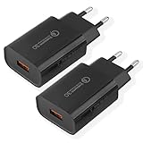 USB Ladegerät, 18W Quick Charge 3.0 Schnellladegerät USB Netzteil Kompatibel mit Samsung Galaxy S22 S21 S20 FE S10 S9 S8 S7 A13 A71 A51, iPhone 11 12 13 14 15 Pro X 8 7,Huawei, Xiaomi (2 Stücke)