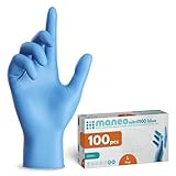 maneo 100x Einweghandschuhe Blau, Einmalhandschuhe in L, puderfreie Handschuhe Einweg, latexfreie Gummihandschuhe, Nitrilhandschuhe, Putz-, Koch- & Haushalts-Handschuhe
