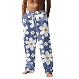 Herren Hose Sommer Leichte Leinenhose Freizeithose Strandhose Loose Fit Männer Hosen mit Gummizug für Urlaub Strand Alltag Cargo Hose Herren Sommer Simple Breathable