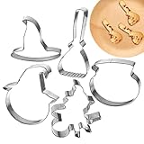 Halloween-Ausstechformen klein – Edelstahl-Ausstechformen, Glas, Kürbis, Zauberer, Hut, Zauberer, Halloween-Ausstechformen für Heimdekoration