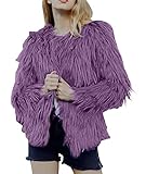 ECDAHICC Damen Plus Size Faux Fur Coat Fall Offene Front Cardigan Kunstpelzmantel Shaggy Langarm Jacke Warmer Mantel PE-XL