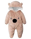 Baby Overall Winter mit Kapuze Baby Schneeanzug Flanell Strampler Winter Spieler Spielanzug mit Füße Karikatur Jumpsuit Baby Kleidung 0-3 Monate