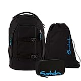 satch pack Schulrucksack Set Black Bounce ab 5.Klasse ergonomisch 30L Stauraum standfest mit Sportbeutel und Mäppchen