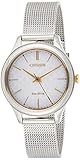 Citizen Damen Analog Quarz Uhr mit Edelstahl Armband EM0504-81A