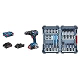 Bosch Professional Akku Schlagbohrmaschine GSB 18V-55 (2x 4,0 Ah ProCore Akku, in L-BOXX) + 35-tlgs. Bohrer Bit Set (Pick and Click, Zubehör für Schlagschrauber, mit Bits und Universalhalter)