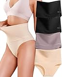 FINETOO 4er Pack Bauchweg Unterhose Damen High Waist Slip Seamless Slips Hohe Taille Unterwäsche Frauen Nahtlose Panty Mehrpack S-3XL.