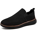 ZGPWZWL Schuhe Herren Slipper Slip on Sneaker Loafer Mokassins Leichte Sommerschuhe Anzugschuhe Atmungsaktive Business Freizeitschuhe Schlupfschuhe,Schwarz,EU42