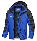 TACVASEN Herren Wintermantel Thermo Innenfutter Übergangsjacke Outdoor Wanderjacke Atmungsaktiv mit Taschen, Blau, L