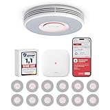 X-Sense Smarter Rauchmelder WLAN mit Sprachausgabe und 17 Standorten, Feuermelder, Rauchmelder vernetzt, 33 mm, Brandmelder mit SBS50 Basisstation, XS0BMR121, 12 Stück
