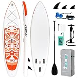 FunWater 10'6' & 11'6' Stand Up Paddle Board Multifunktionale Paddelboards mit Flossen, Knochleine, SUP Pump, Paddel, Sup-Rucksack, Für Aller Könnensstufen (10'6'-Tiki ORANGE)
