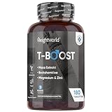 T Boost - Mit Zink, Maca Extrakt, Magnesium, Bockshornklee - Nahrungsergänzungsmittel - 180 vegane Tabletten - 3 Monate Vorrat - Frei von Magnesiumstearat - WeightWorld