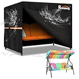 Rimwig Hollywoodschaukel Abdeckung 2 Sitzer Wasserdicht,600D Oxford Gewebe Schutzhülle für Gartenschaukel, Schaukelbank Abdeckplane Mit Winddichter Schnalle (175x125x160cm) - Schwarz
