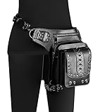 CLFLO Punk Damen Schultertasche Crossbody Tasche Outdoor Mobile Trendy Nieten Hüfttasche Vintage Leder Verstellbarer Riemen Schultertaschen