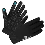 WESTWOOD FOX Winterhandschuhe Touchscreen Leicht wasserdicht Thermo Warm Thinsulate rutschfeste Lauf-Fahrradhandschuhe Winddichte Handschuhe mit elastischen Bündchen für Männer Frauen Schwarz, S