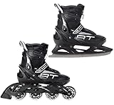 Raven Profession Inliner für Kinder und Erwachsene mit Einstellbarer Größe,Optional 2in1 mit Schlittschuhen,Inline Skates Kinder,Schlittschuhe,Rollschuhe,Abec7 Kugellager,Black mit Kufen 38-42