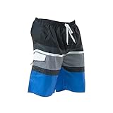 UnoSheng Herren Badehose Board Badeanzug Strandshorts Urlaub Blumen Strandshorts mit Badehose Lustig (Dark Blue, L)