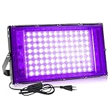 100W LED UV Schwarzlicht LED Strahler, Flutlicht Partylicht UV LED Schwarzlichtlampe mit Schalter IP65 Wasserdicht für Bühnendekoration Licht Halloween Konzert Party Band Bar Leistung Deko (100W)