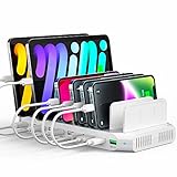 Alxum USB Ladestation Mehrere Geräte 60W mit QC3.0,10 Ports Multi Ladestation Schnelles 5V/2.4A Ausgang,Handy USB Ladestation für iPad,Tablet,Kindle,iPhone