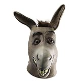 molezu Esel Maske Voller Kopf Esel Eselsmaske Latex Witzig Weihnachten Maske Shrek Esel Lächelnder Gesichtsmaske Cosplay Kostüm Party Tierkopf Maske für Erwachsene Unisex