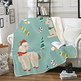 MOXINO 3D Alpaka Sherpa Decke 130x150 cm Weihnachten Kuscheldecke Flauschig Microfiber Fleecedecke Weich und Warme Wohndecke Throw Blanket Sofadecke Couchdecke Tagesdecke（Muster 55-15）
