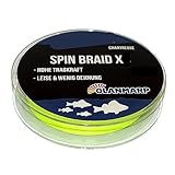 Olanmarp Spin Braid X Farbe Chatreuse 250 m - Geflochtene Angelschnur, dünn und geschmeidig für alle Angelarten (4 Fach geflochten, 0,12 mm - 9 kg)