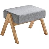 YMYNY Fußhocker, Ottoman klein, Schuhe Wechselhocker, Hilfsfußhocker, Typ A Moderner Stabiler Holzfußhocker für Ruhefüße, für Wohnzimmer, Schlafzimmer, 40×28×30CM Blassblau HBD022B