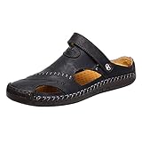 Herren Erholungsschuhe Freizeitschuh Hausschuh Slipper Herren Pantoletten mit Rutschfeste Gummisohle Sandalen Weich Leder Stoff Geschwollene Füße Sommer Beach Pool Badelatschen Freizeitschuhe