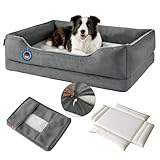 Zedelmaier Orthopädisches Hundebett für mittelgroße & Grosse Hunde, 90×68×25 cm, kratzfestes Hundekorb, Dicker Hundekissen, Hundekörbchen waschbar, ergonomisches Hundesofa mit abnehmbarem Bezug